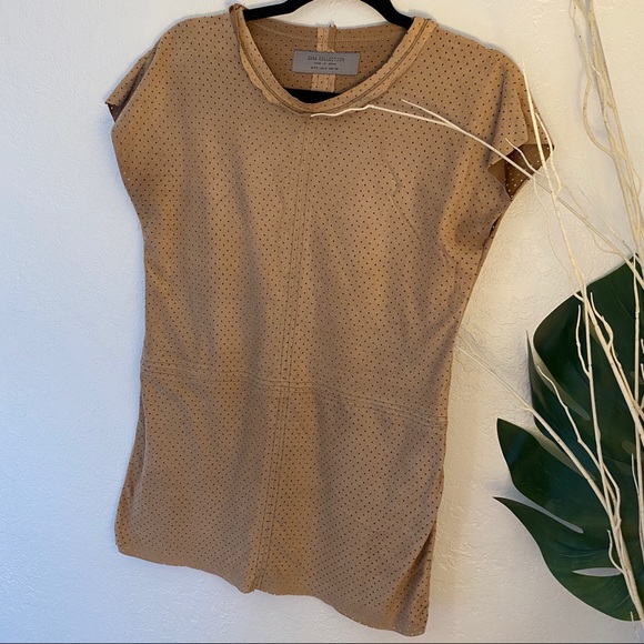 ZARA Suede Scoop Neck Top - Picture 1 of 8